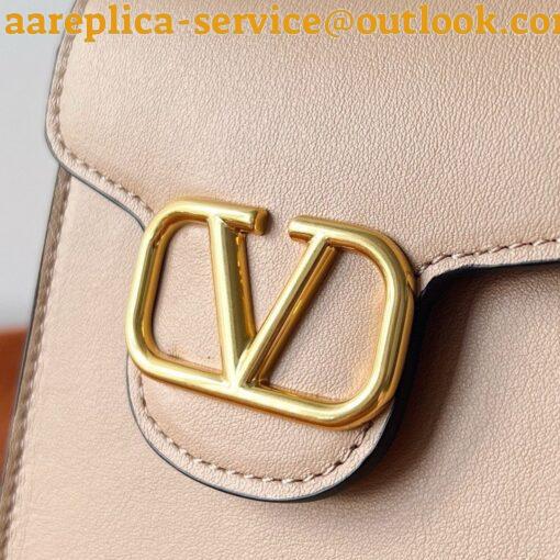 Replica Valentino Loco Phone Case in Beige Leather with Chain 4