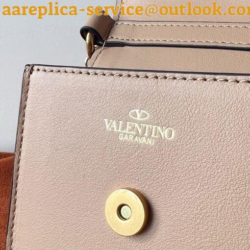 Replica Valentino Loco Phone Case in Beige Leather with Chain 10