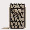 Replica Valentino Loco Phone Case in Beige Leather with Chain 13