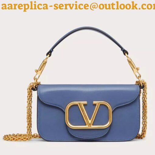 Replica Valentino Loco Small Shoulder Bag In Blue Calfskin