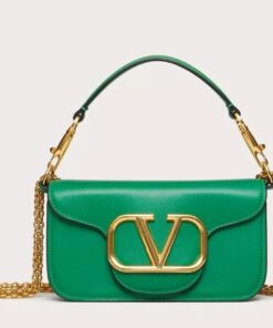 Replica Valentino Small Loco Shoulder Light Green Bag with Crystals Logo 2