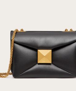 Replica Valentino Rockstud Spike Medium Bag In Black Nappa Lambskin