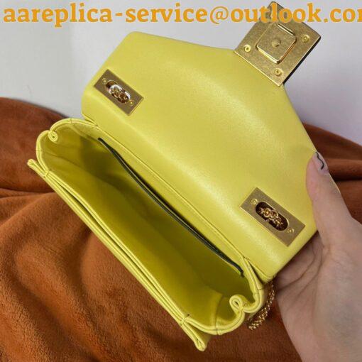 Replica Valentino Roman Stud Small Handle Bag In Yellow Nappa Leather 18