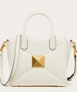 Replica Valentino One Stud Top Handle Bag In White Nappa Leather