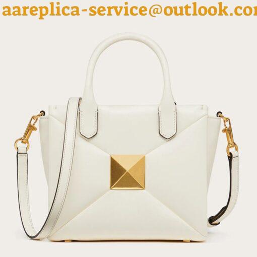 Replica Valentino One Stud Top Handle Bag In White Nappa Leather