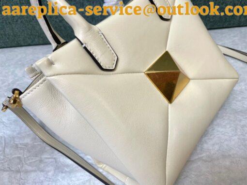 Replica Valentino One Stud Top Handle Bag In White Nappa Leather 5