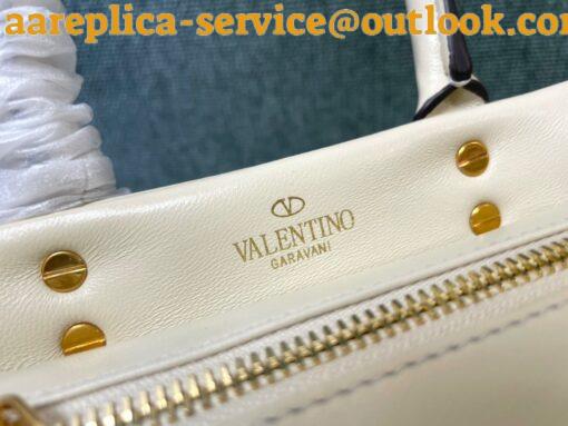 Replica Valentino One Stud Top Handle Bag In White Nappa Leather 8