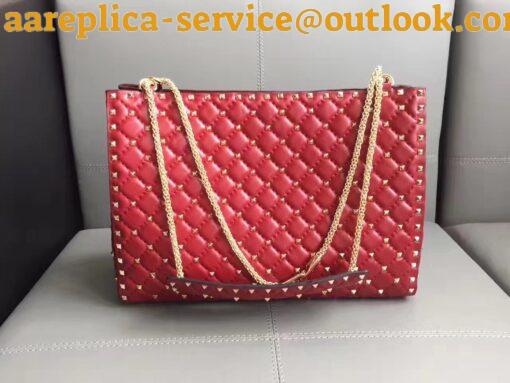 Replica Valentino Red Rockstud Spike Tote Bag 6