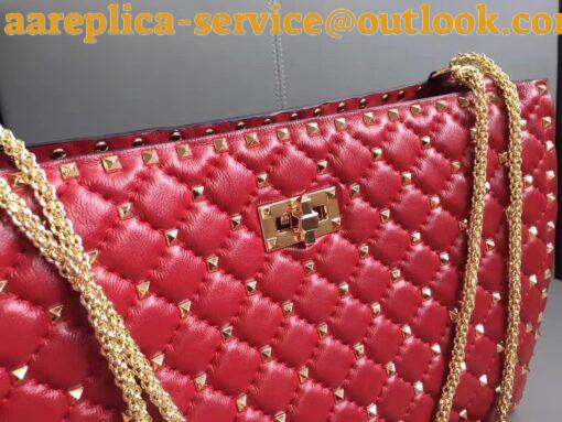 Replica Valentino Red Rockstud Spike Tote Bag 8