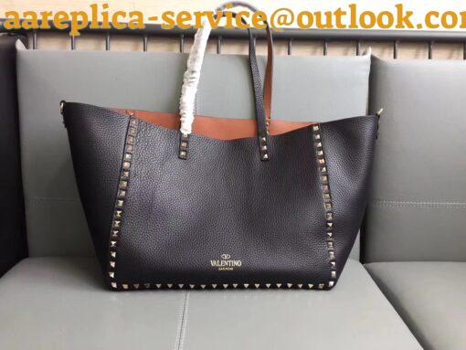 Replica Valentino Rockstud Medium Reversible Tote Bag Noir 25