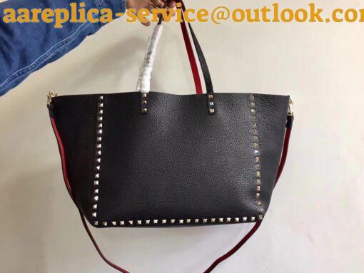 Replica Valentino Rockstud Medium Reversible Tote Black 18