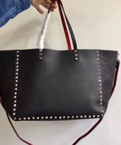 Replica Valentino Rockstud Medium Reversible Tote Black 2