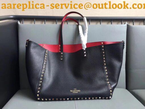 Replica Valentino Rockstud Medium Reversible Tote Black 19