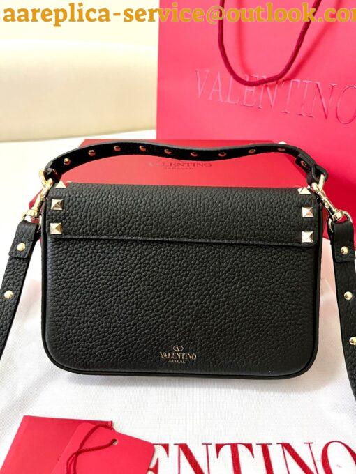 Replica Valentino Rockstud Pouch Bag in Black Grained Leather 4