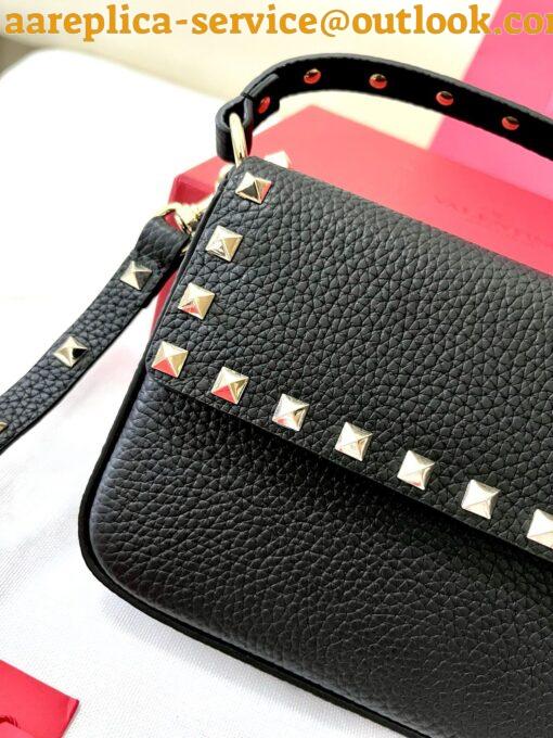 Replica Valentino Rockstud Pouch Bag in Black Grained Leather 8