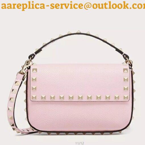 Replica Valentino Rockstud Pouch Bag in Pink Grained Leather