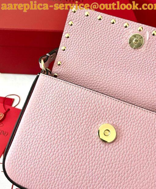 Replica Valentino Rockstud Pouch Bag in Pink Grained Leather 8