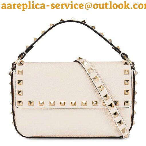 Replica Valentino Rockstud Pouch Bag in White Grained Leather