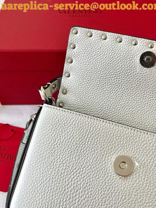 Replica Valentino Rockstud Pouch Bag in White Grained Leather 4