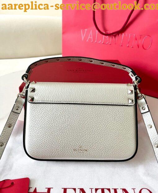 Replica Valentino Rockstud Pouch Bag in White Grained Leather 8