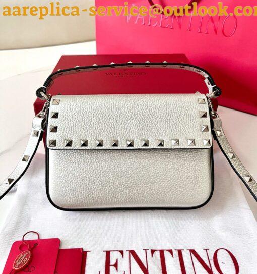 Replica Valentino Rockstud Pouch Bag in White Grained Leather 9