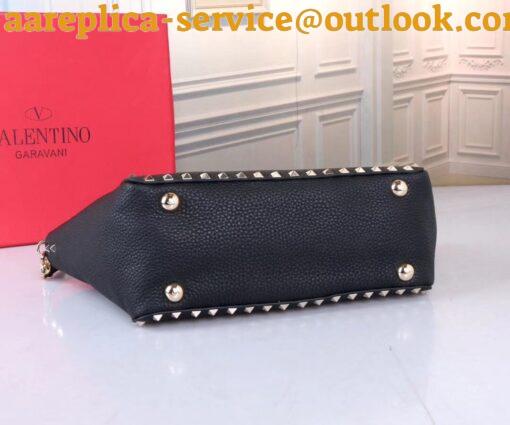 Replica Valentino Rockstud Small Tote In Black Grained Calfskin 19