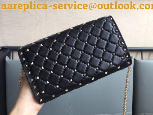 Replica Valentino Rockstud Spike Crossbody Clutch Bag In Black Lambskin 3