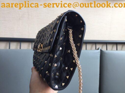 Replica Valentino Rockstud Spike Crossbody Clutch Bag In Black Lambskin 5