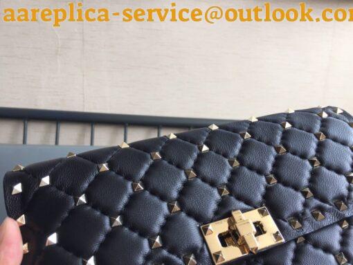 Replica Valentino Rockstud Spike Crossbody Clutch Bag In Black Lambskin 6