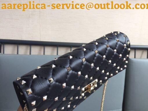 Replica Valentino Rockstud Spike Crossbody Clutch Bag In Black Lambskin 7