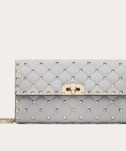 Replica Valentino Rockstud Spike Crossbody Clutch Bag In Blue Lambskin