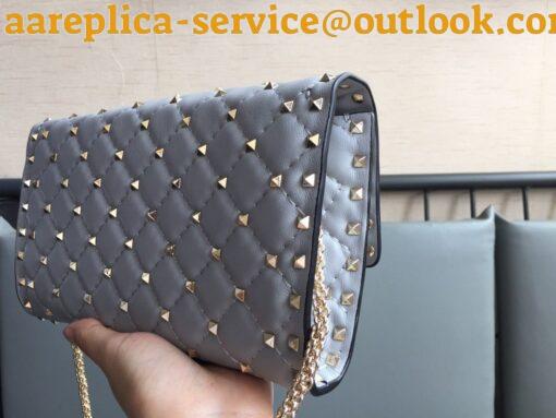 Replica Valentino Rockstud Spike Crossbody Clutch Bag In Blue Lambskin 3