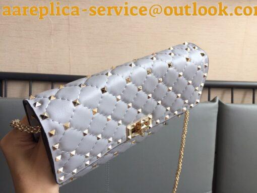 Replica Valentino Rockstud Spike Crossbody Clutch Bag In Blue Lambskin 9