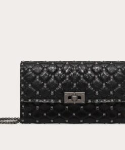 Replica Valentino Rockstud Spike Crossbody Clutch Bag In Crinkled Lambskin