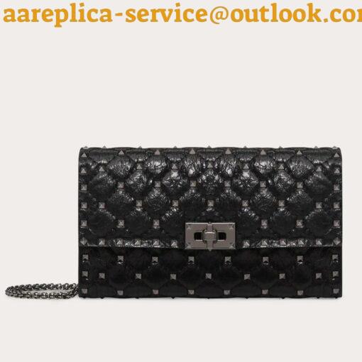 Replica Valentino Rockstud Spike Crossbody Clutch Bag In Crinkled Lambskin