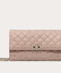 Replica Valentino Rockstud Spike Crossbody Clutch Bag In Poudre Lambskin