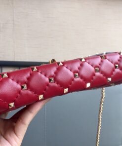 Replica Valentino Rockstud Spike Crossbody Clutch Bag In Red Lambskin