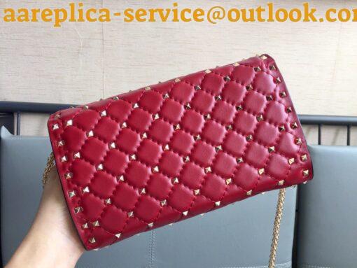 Replica Valentino Rockstud Spike Crossbody Clutch Bag In Red Lambskin 7