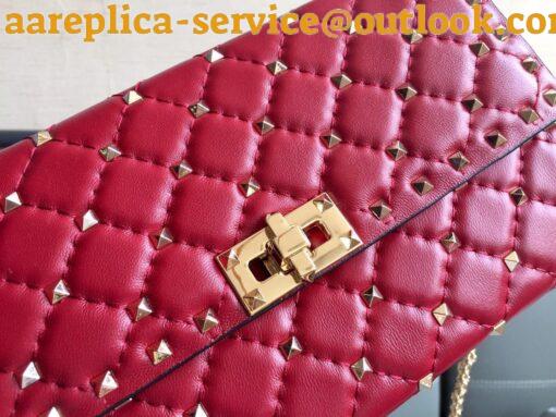 Replica Valentino Rockstud Spike Crossbody Clutch Bag In Red Lambskin 8