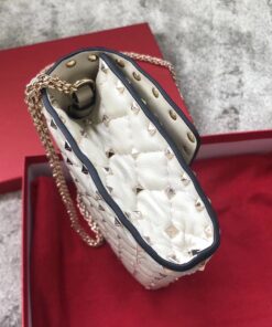 Replica Valentino Rockstud Spike Crossbody Clutch Bag In White Lambskin