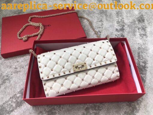 Replica Valentino Rockstud Spike Crossbody Clutch Bag In White Lambskin 6