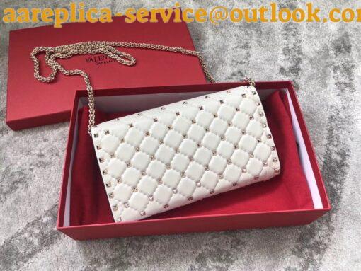 Replica Valentino Rockstud Spike Crossbody Clutch Bag In White Lambskin 7