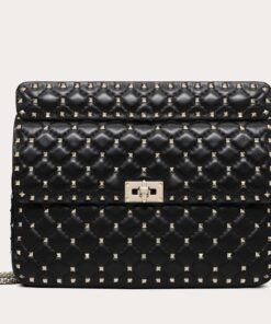 Replica Valentino Rockstud Spike Large Bag In Black Nappa Lambskin