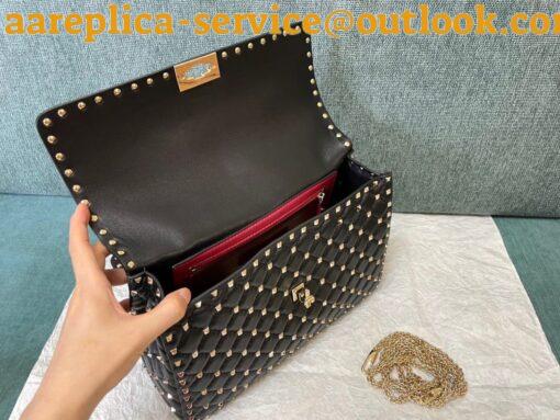 Replica Valentino Rockstud Spike Large Bag In Black Nappa Lambskin 5