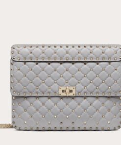 Replica Valentino Rockstud Spike Large Bag In Blue Nappa Lambskin