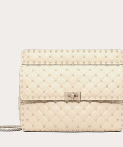 Replica Valentino Rockstud Spike Large Bag In White Nappa Lambskin