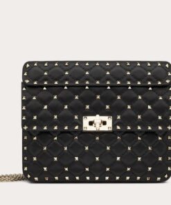 Replica Valentino Rockstud Spike Medium Bag In Black Nappa Lambskin 2