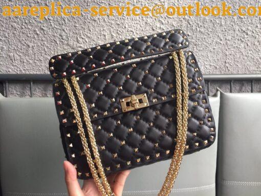 Replica Valentino Rockstud Spike Medium Bag In Black Nappa Lambskin 5