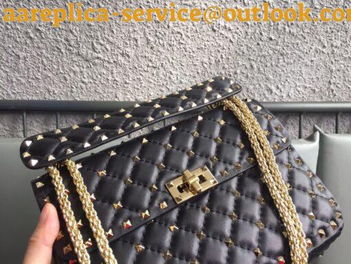 Replica Valentino Rockstud Spike Medium Bag In Black Nappa Lambskin 6