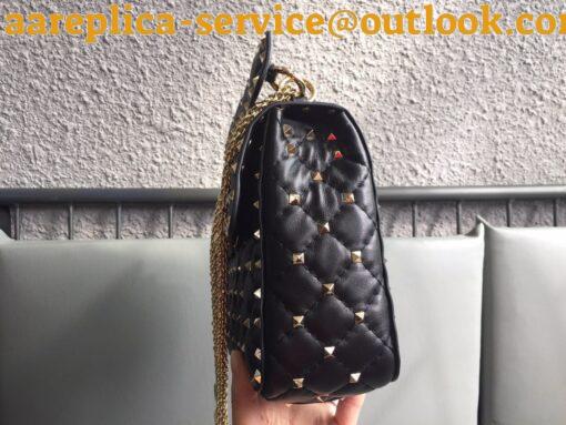 Replica Valentino Rockstud Spike Medium Bag In Black Nappa Lambskin 9